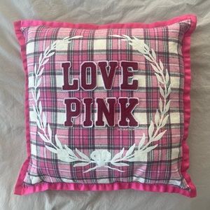 PINK Victoria's Secret Vintage Plaid “LOVE PINK” Throw Pillow